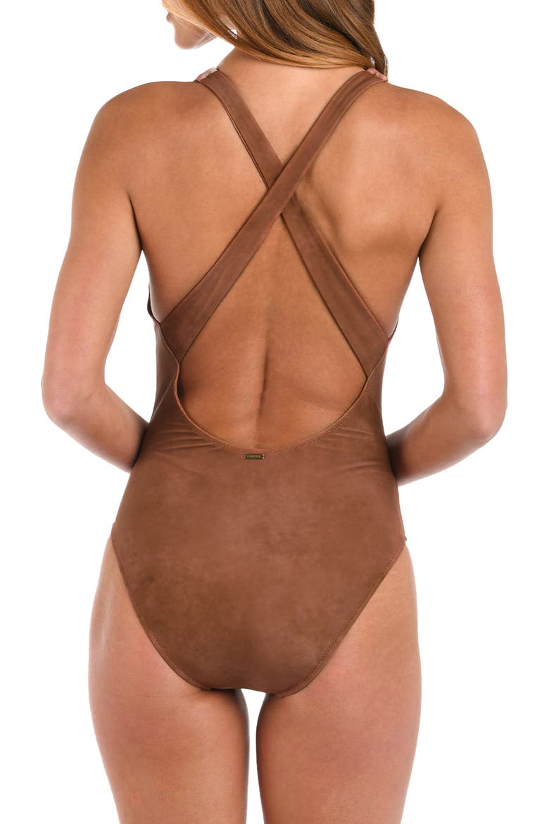 Lexie Bolero One-Piece Swimsuit, Alternate, color, BRONZE
