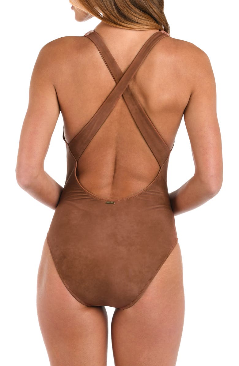L'AGENCE Lexie Bolero One-Piece Swimsuit, Alternate, color, Bronze