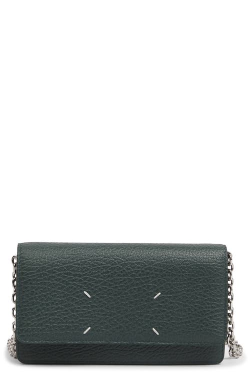 Maison Margiela Large Leather Wallet On A Chain In Green