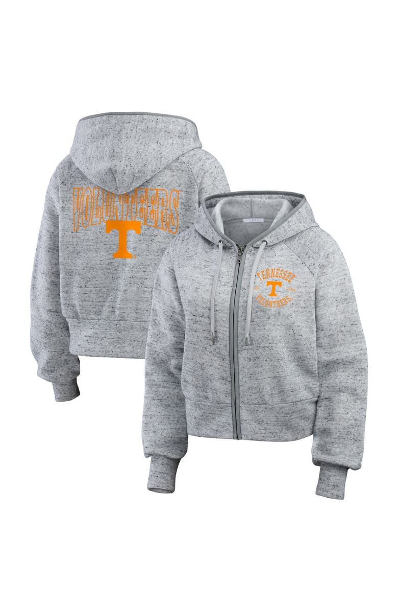WEAR by Erin Andrews Women's WEAR by Erin Andrews Heather Gray Tennessee Volunteers Wear Speckle Double-Hit Raglan Full-Zip Hoodie, Main, color, Heather Gray