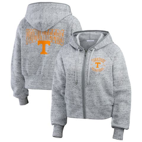 Women's WEAR by Erin Andrews Heather Gray Tennessee Volunteers Wear Speckle Double-Hit Raglan Full-Zip Hoodie