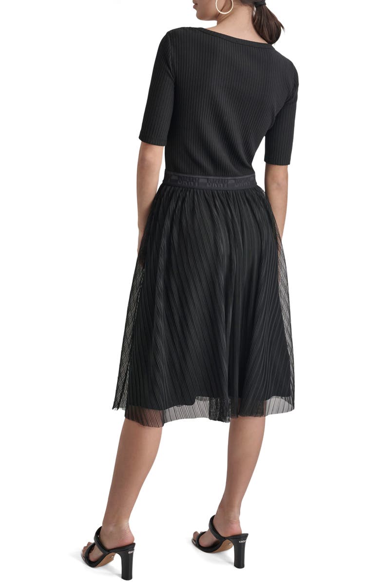DKNY Mixed Media Midi Dress, Alternate, color, 