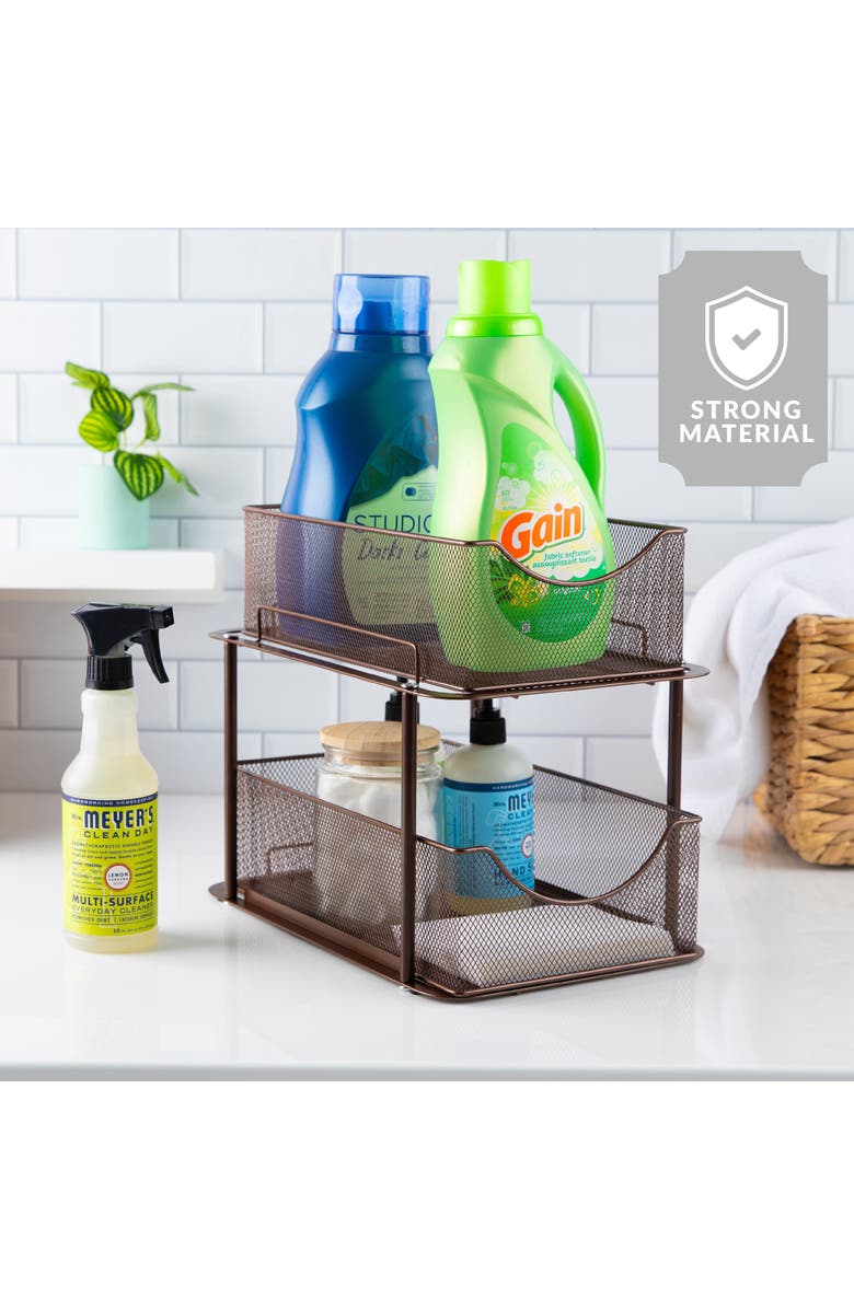 SORBUS 2-Pack 2 Tier Mesh Sliding Drawer Organizer Baskets, Alternate, color, Brown