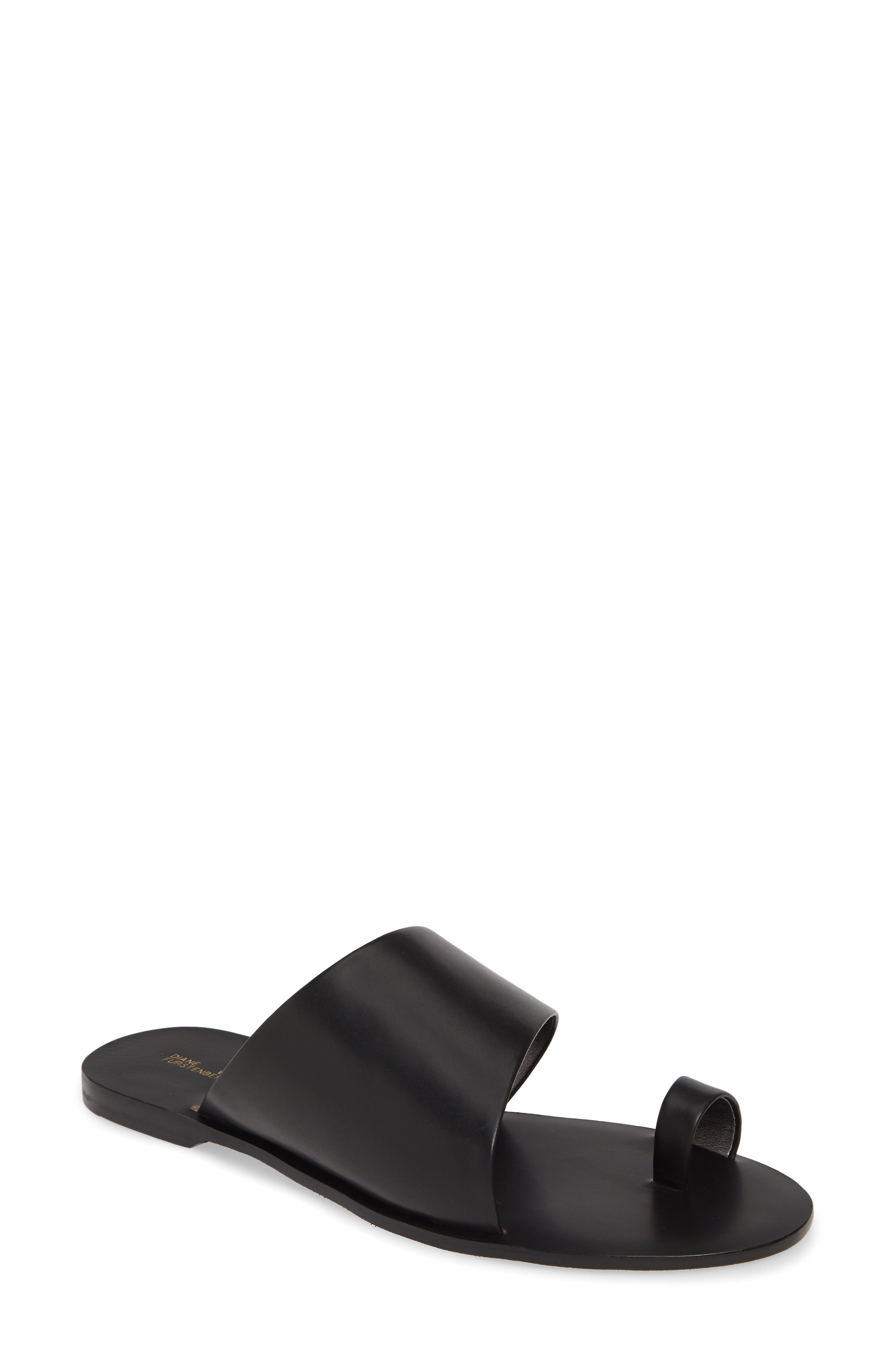 Diane von Furstenberg Brittany Asymmetrical Flat Sandal, Main, color, 