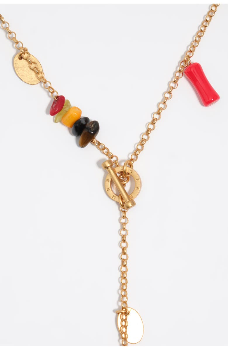Bimba y Lola Aged Necklace With Stones And Shells, Alternate, color, Gold
