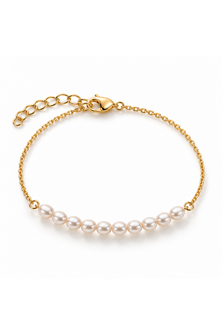 Gold-Tone Dainty Pearl Bracelet, Main, color, Gold