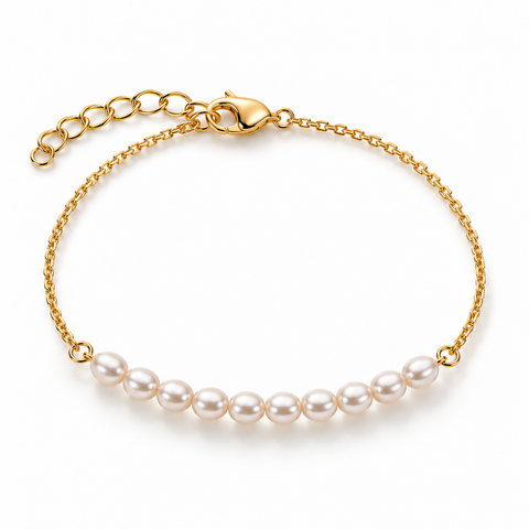 Gold-Tone Dainty Pearl Bracelet