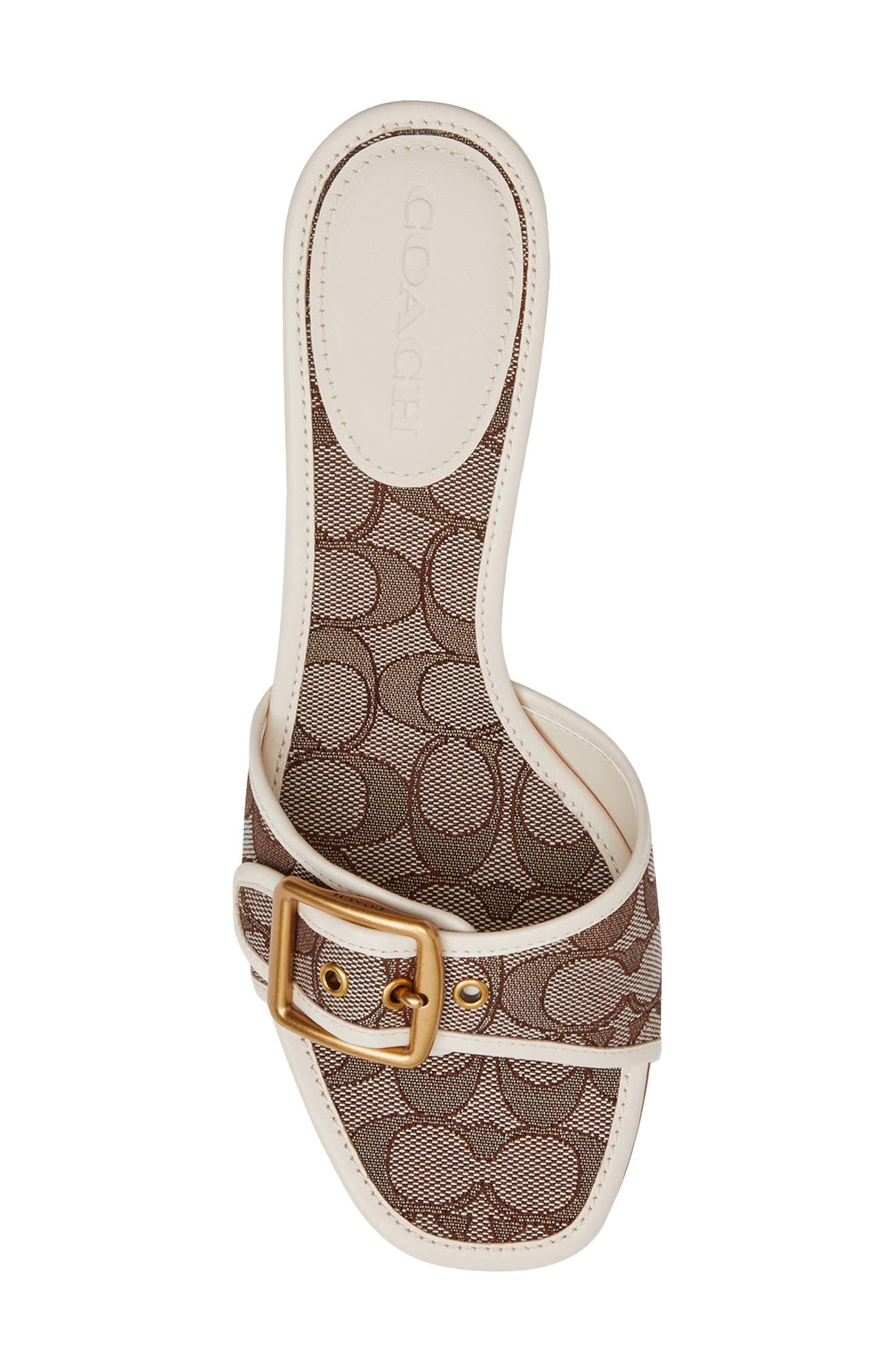 COACH Margot Signature Jacquard Slide Sandal, Alternate, color, Oak/Chalk