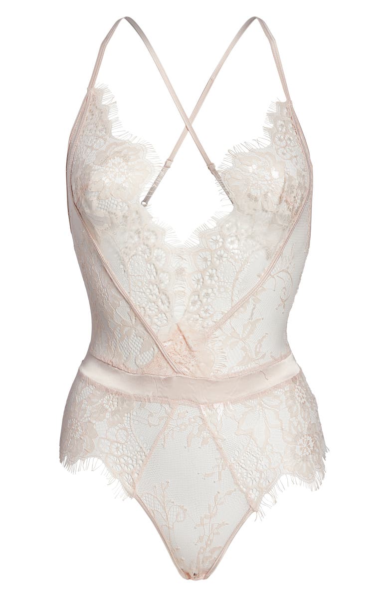 Oh La La Cheri Scarlett Eyelash Lace Teddy, Alternate, color, 