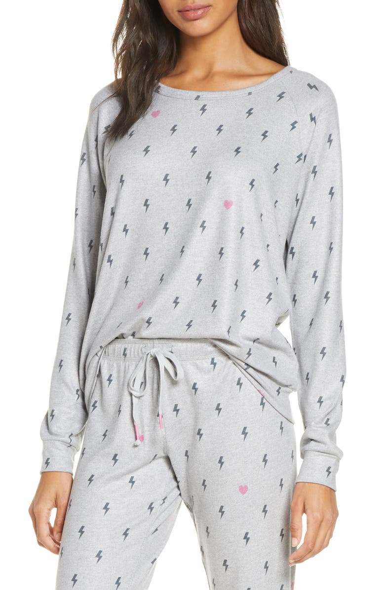 PJ Salvage Peach Party Long Sleeve Sleep Shirt, Main, color, 