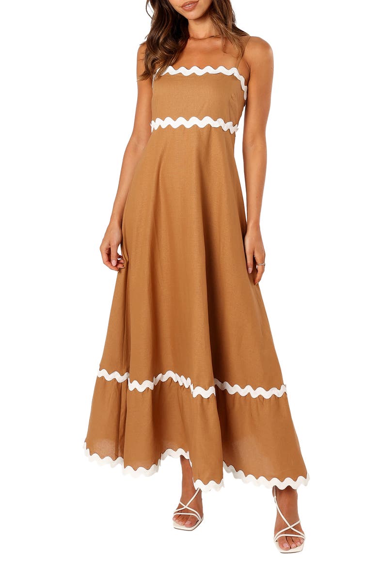Yana Sleeveless Maxi Dress, Main, color, TAN WHITE