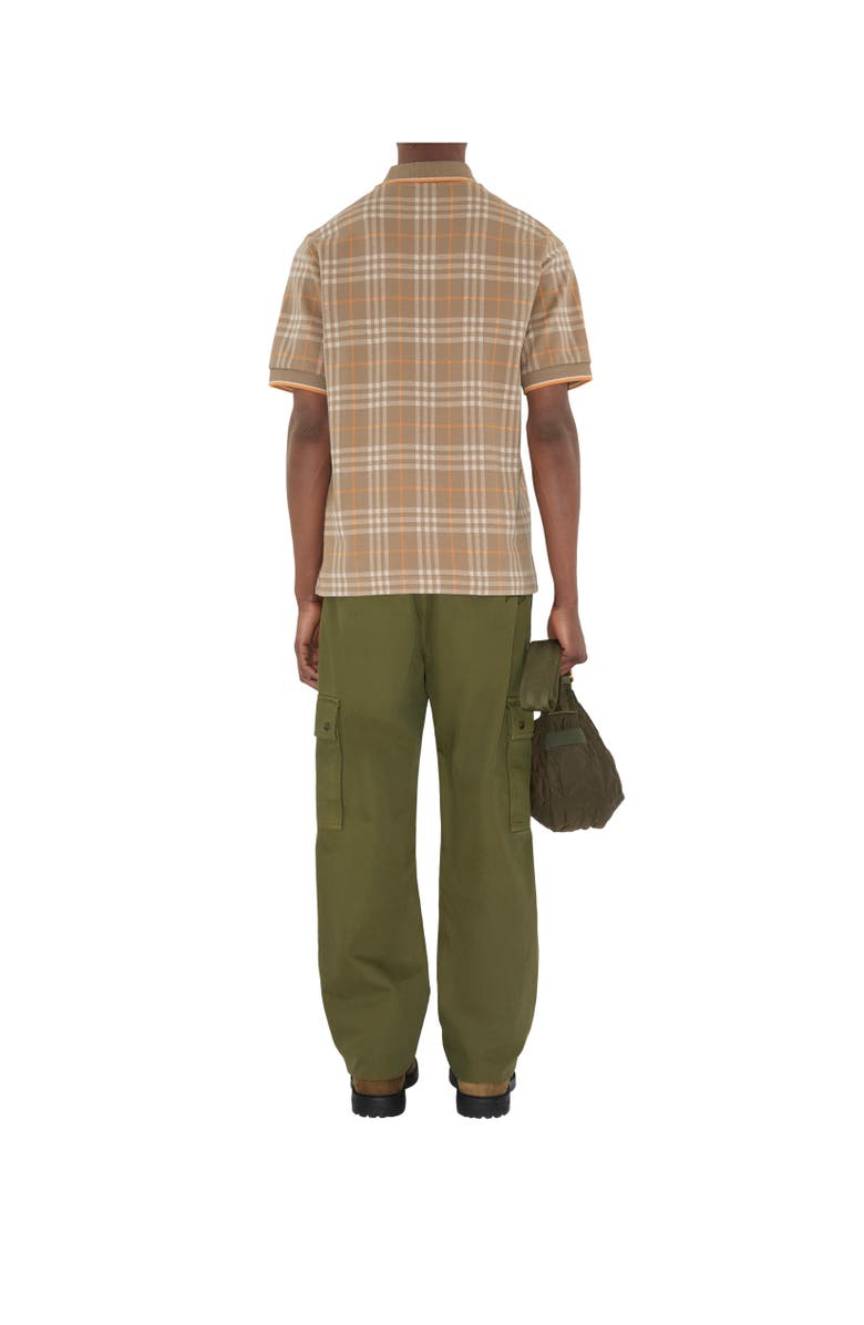 Burberry Check Cotton Polo Shirt, Alternate, color, Broom Brown