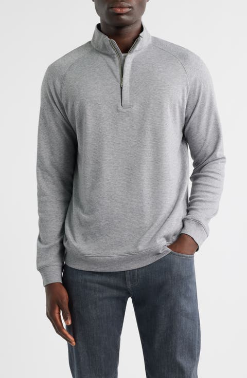 Crown Crafted Grant Bird's Eye Cotton & Cashmere Quarter Zip Pullover