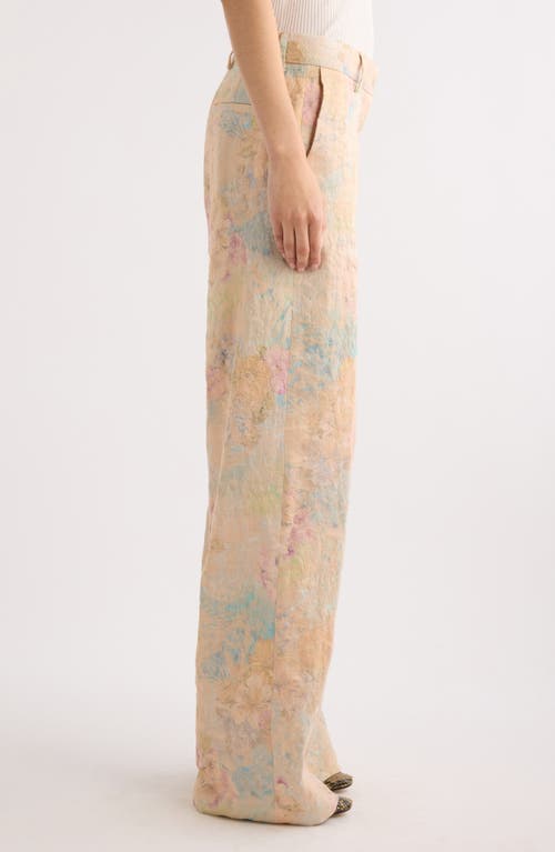 Dries Van Noten Paxy Floral Jacquard Wide Leg Pants In Light Pink