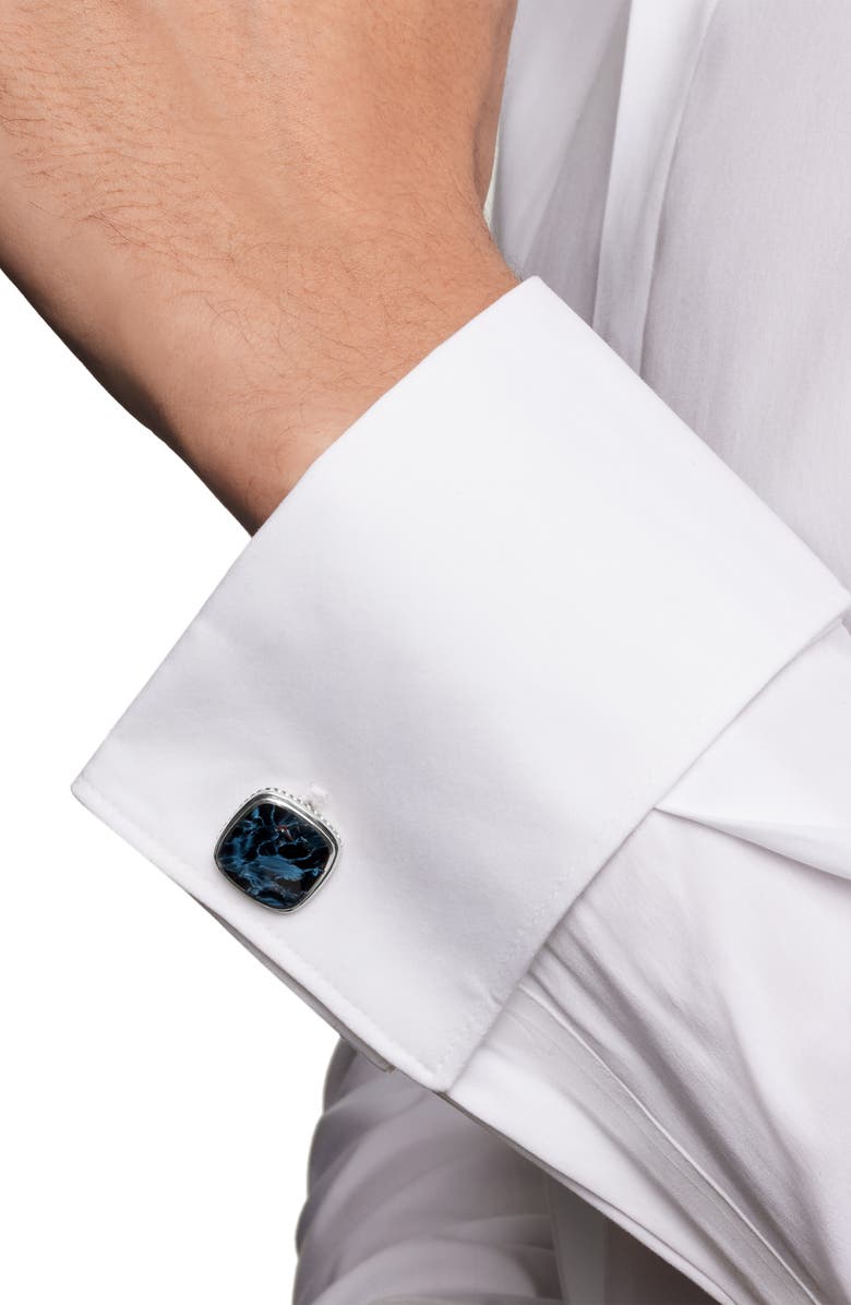 David Yurman Pietersite Cuff Links, Alternate, color, Silver