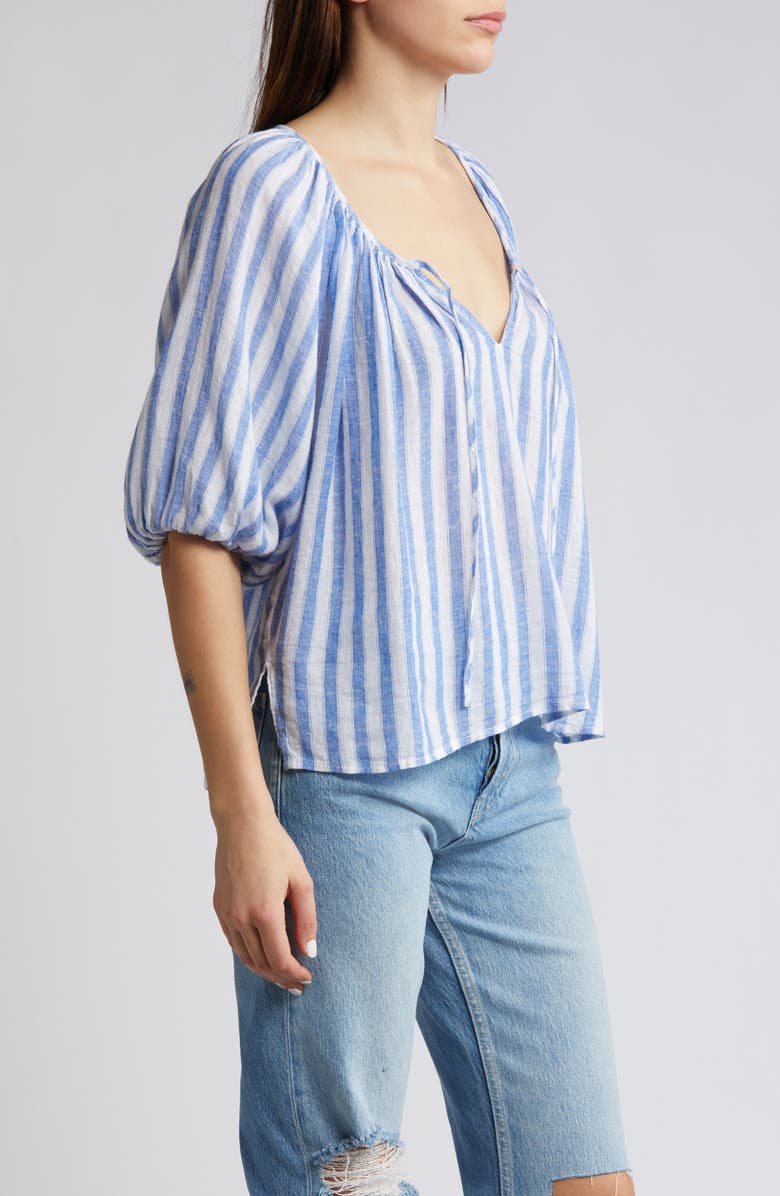 Rails Kirstie Stripe Linen Blend Top, Alternate, color, Casablanca Stripe