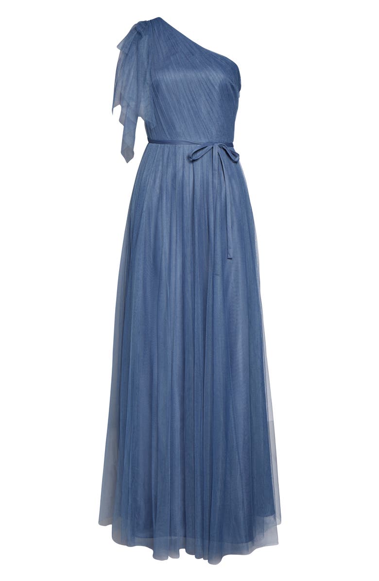 Marchesa Notte One-Shoulder Tulle A-Line Gown, Alternate, color, 