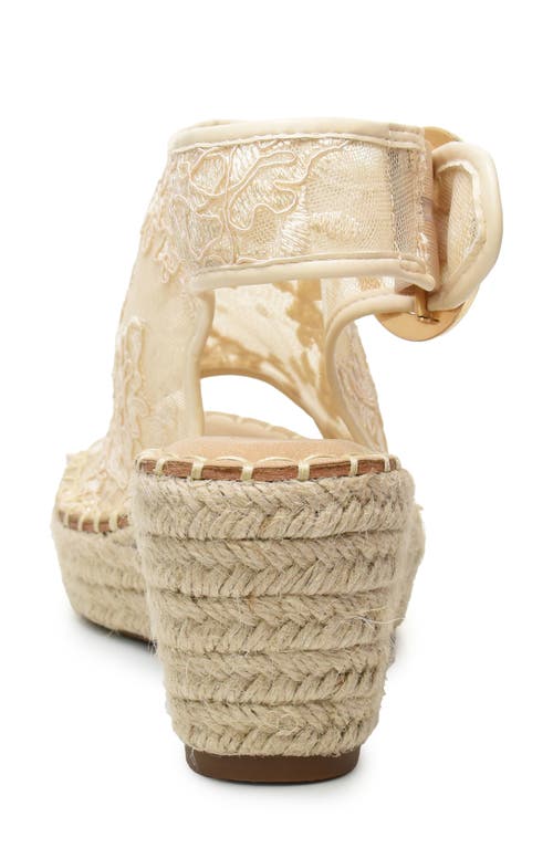 Catherine Catherine Malandrino Latio Mesh Lace Wedge Sandal In Beige