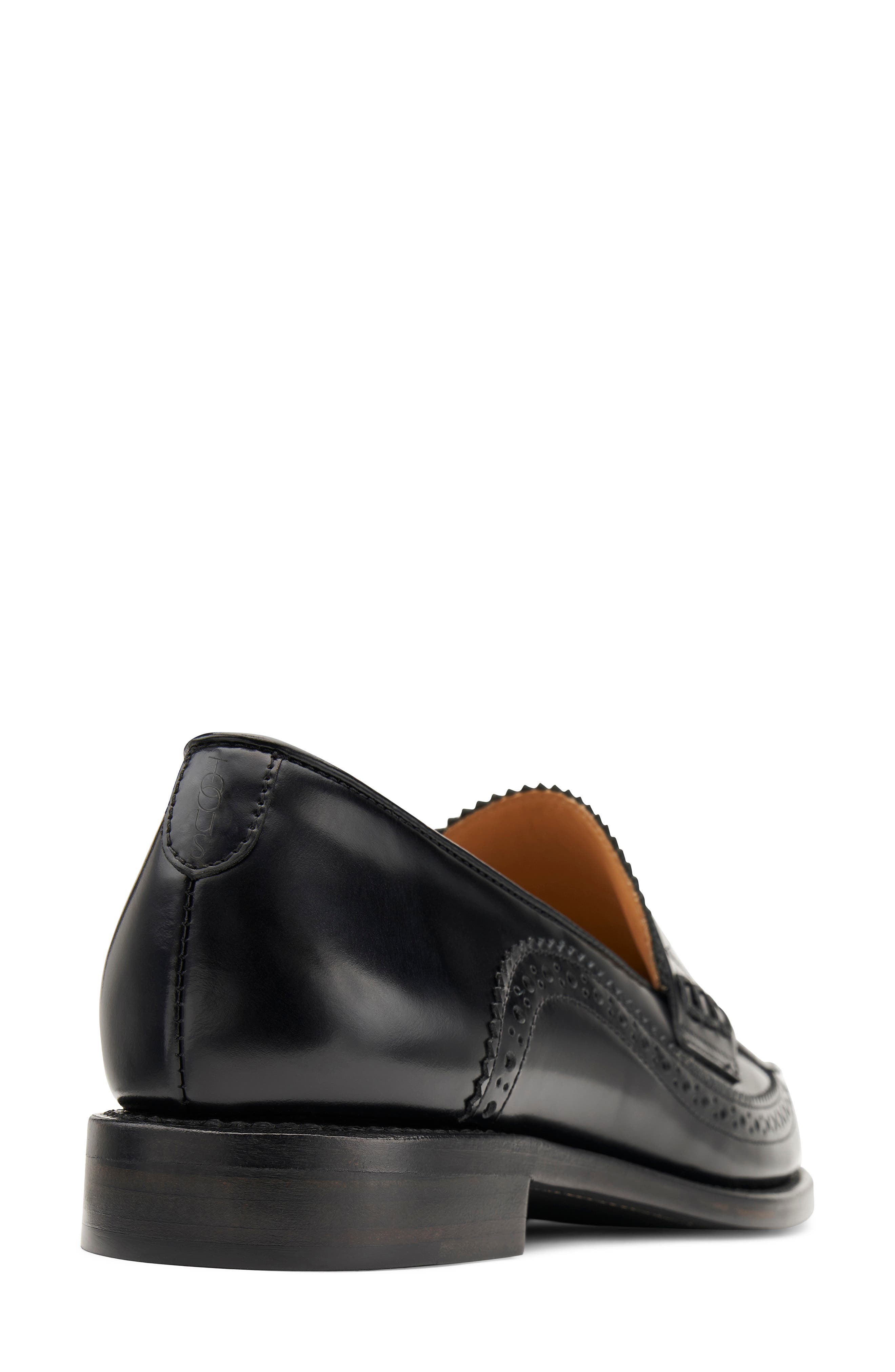 Wingtip Penny Loafer, Alternate, color, BLACK