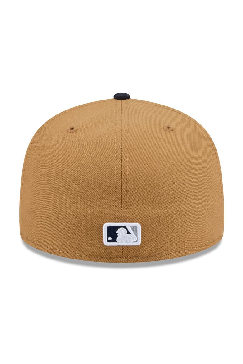Men's New Era Tan New York Yankees Fruit Sticker 59FIFTY Fitted Hat, Alternate, color, Tan