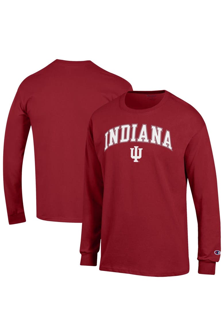 Men's Champion  Crimson Indiana Hoosiers Arch Over Logo Long Sleeve T-Shirt, Main, color, Crimson