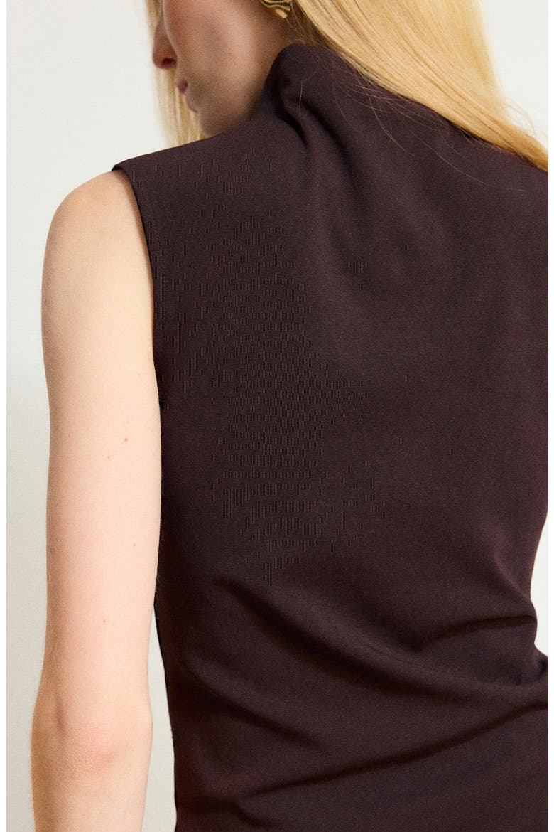 Sleeveless Crystal Embellished Mock Neck Top, Alternate, color, CHOCOLATE