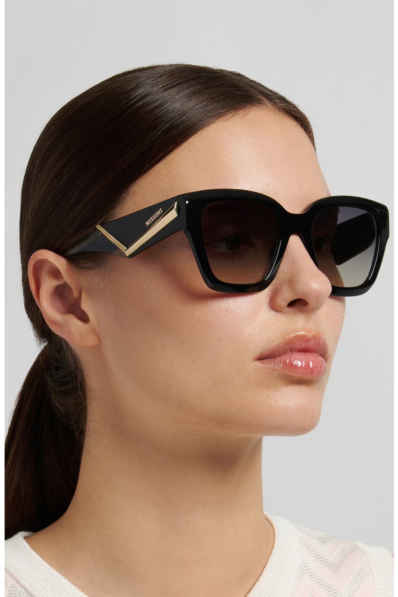 53mm Gradient Square Sunglasses, Alternate, color, BLACK/ GREY BROWN