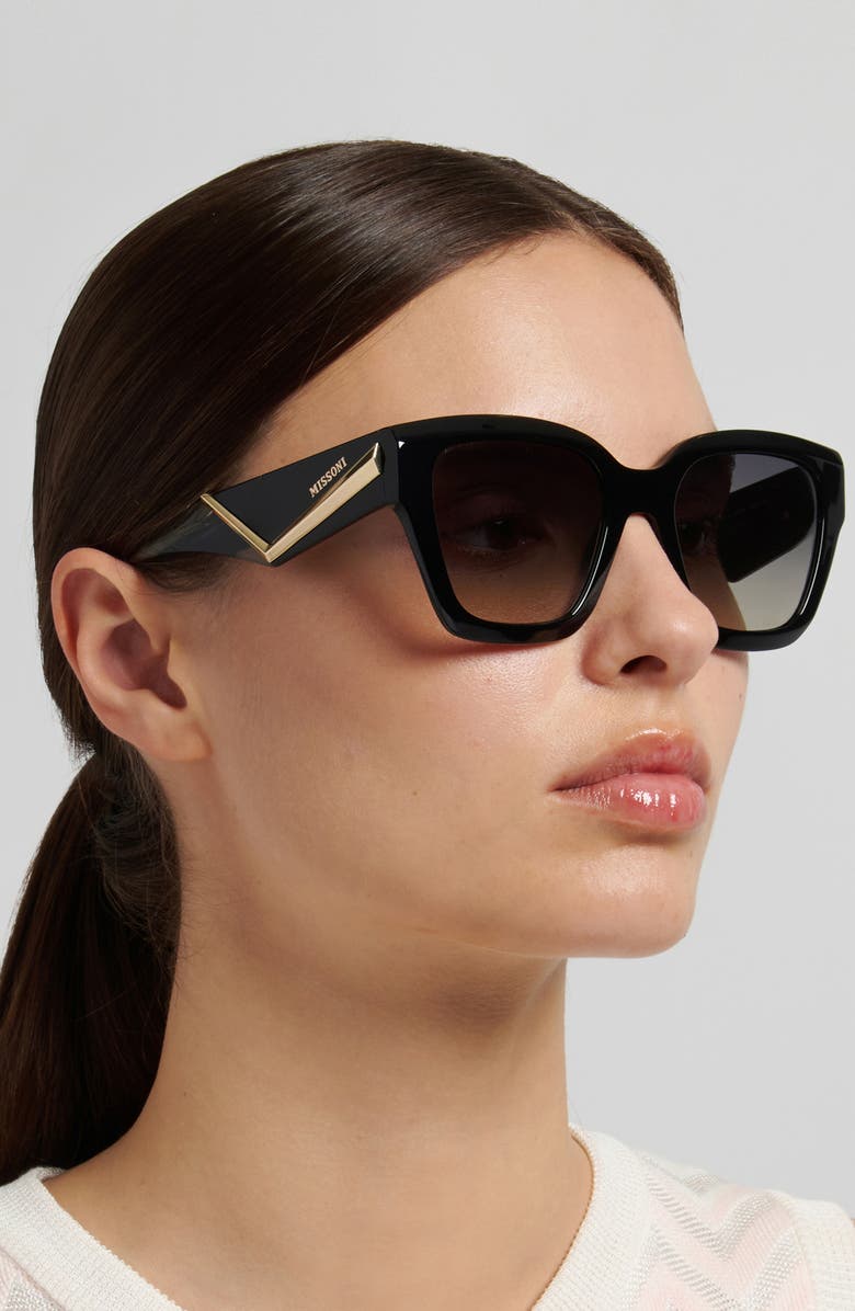 Missoni 53mm Gradient Square Sunglasses, Alternate, color, Black/ Grey Brown