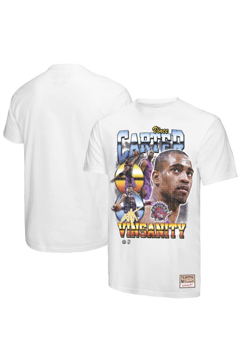 Men's Mitchell & Ness Vince Carter White Toronto Raptors Hardwood Classics Commemorative Player Collage T-Shirt, Main, color, White