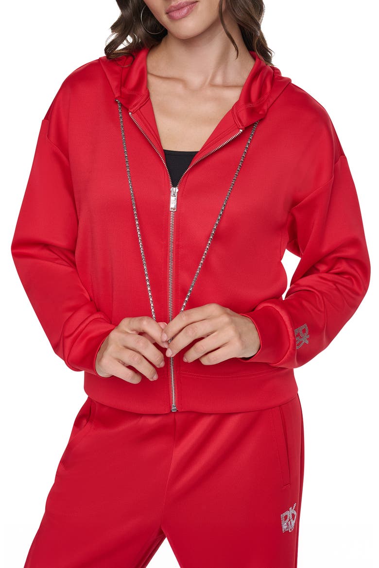 Chain Cord Front Zip Hoodie, Main, color, VIBRANT RE