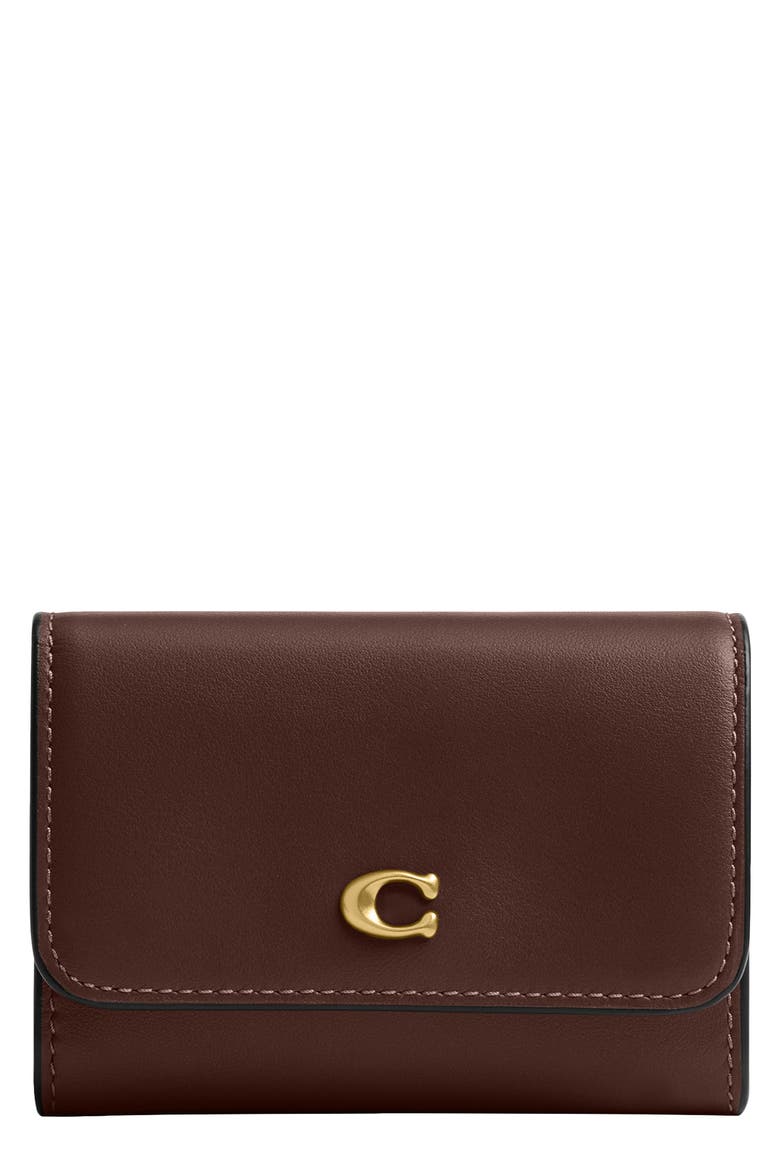 Essential Leather Card Holder, Main, color, B4/MAPLE