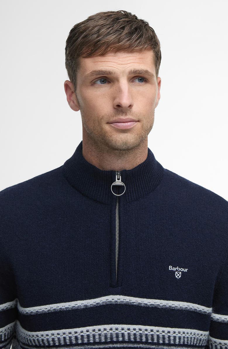 Barbour Kepwick Stripe Wool Half Zip Sweater, Alternate, color, Navy
