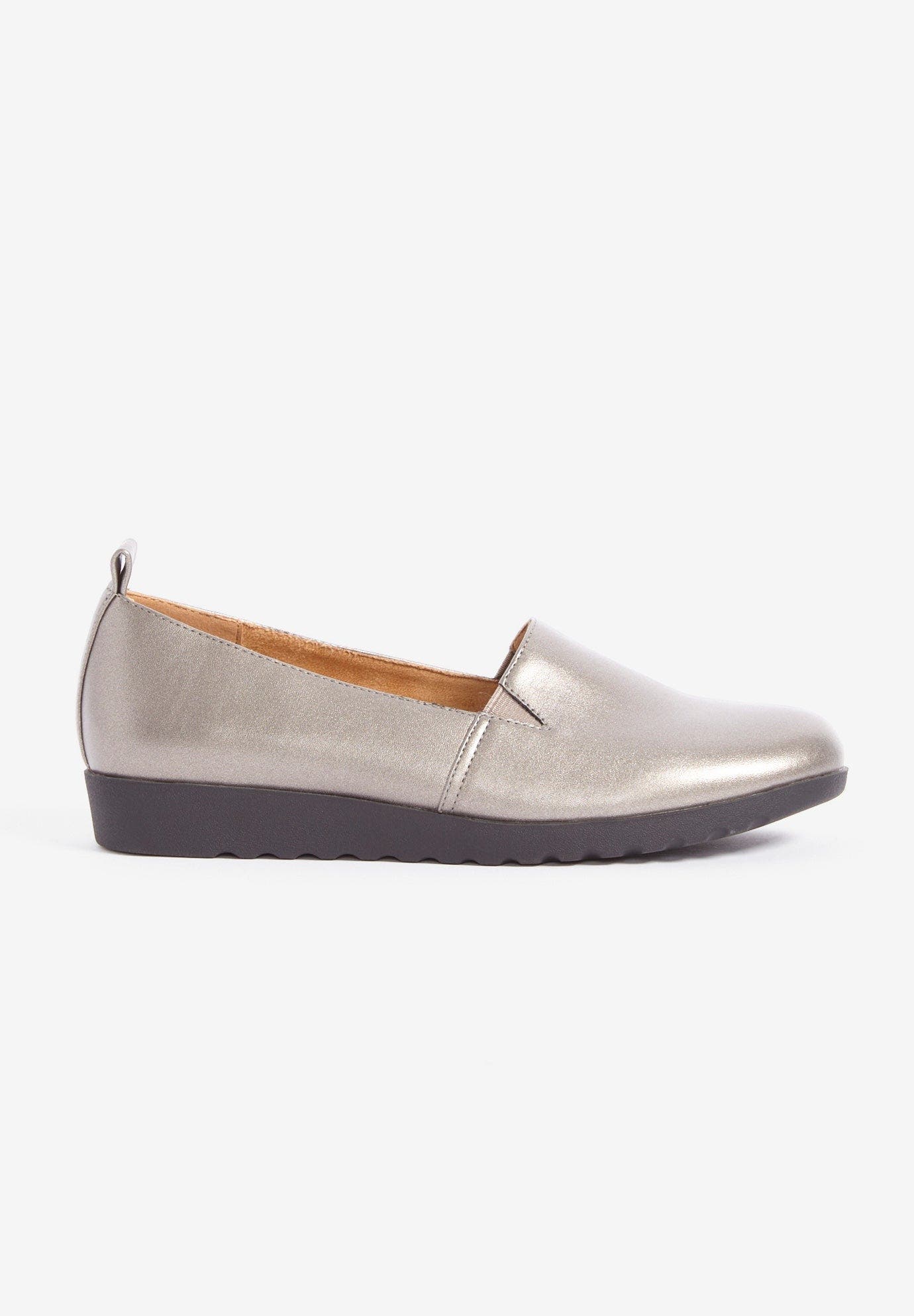 The June Leather Like Slip On Flat, Alternate, color, GUNMETAL