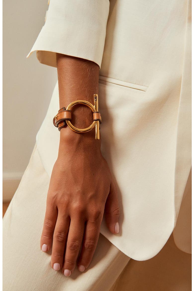 Omega Leather Bracelet, Alternate, color, Gold
