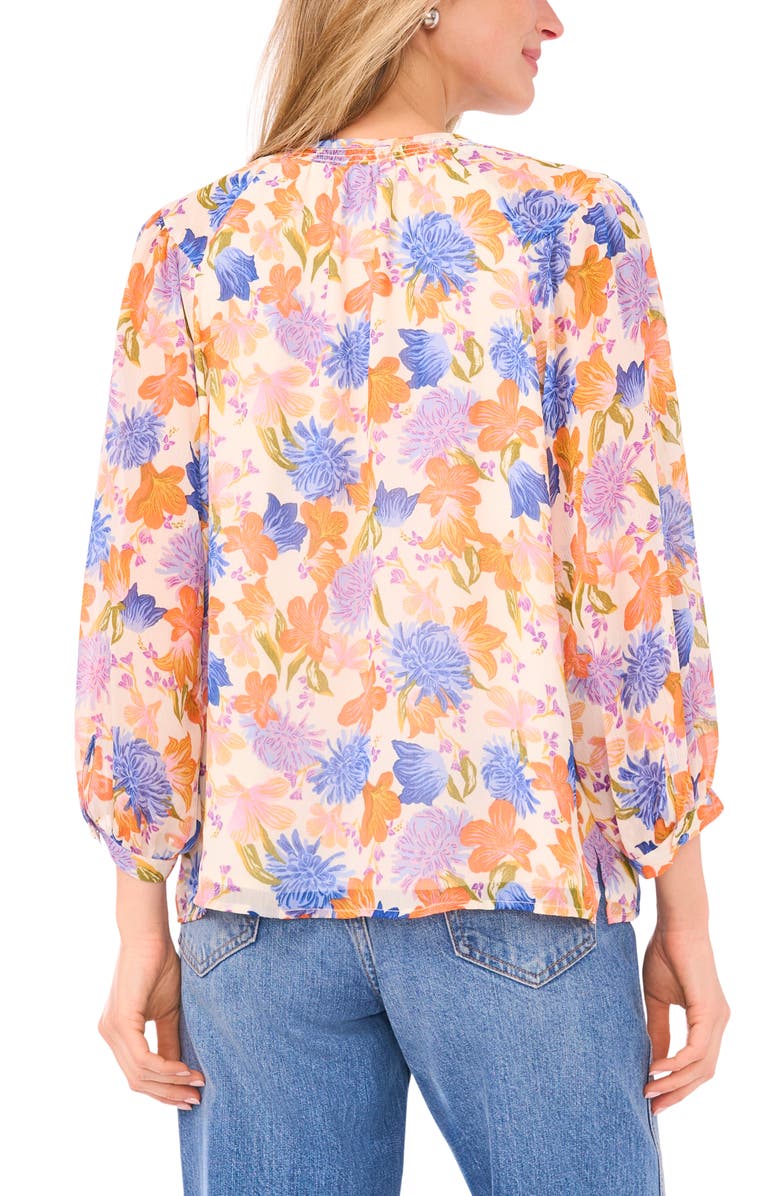 Vince Camuto Floral Peasant Top, Alternate, color, Soft Cream