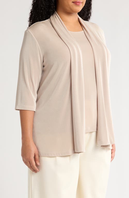 Vikki Vi Stretch Knit Open Front Jacket In Sand
