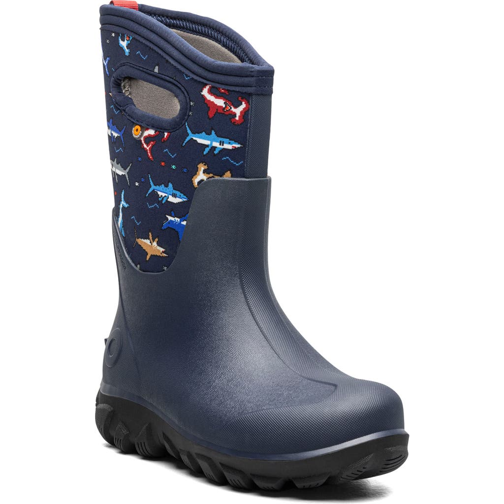Bogs Kids' Classics Shark Waterproof Boot In Navy Multi
