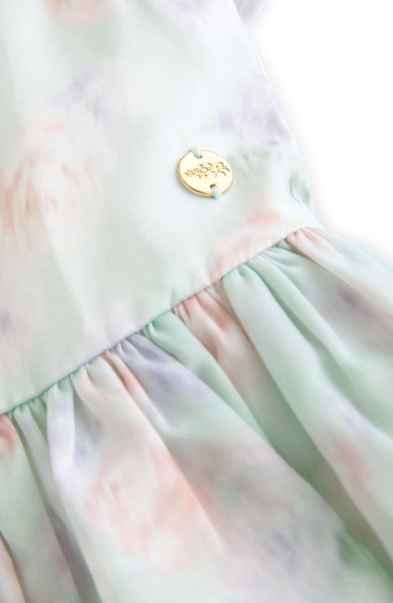 Laura Ashley Kids' Blurred Floral Organza Party Dress, Alternate, color, Green