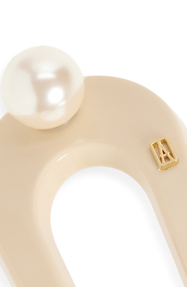 Alexandre de Paris Faux Pearl Embellished French Hair Pin, Alternate, color, Beige