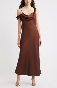 Chelsea28 Off the Shoulder Satin Maxi Dress