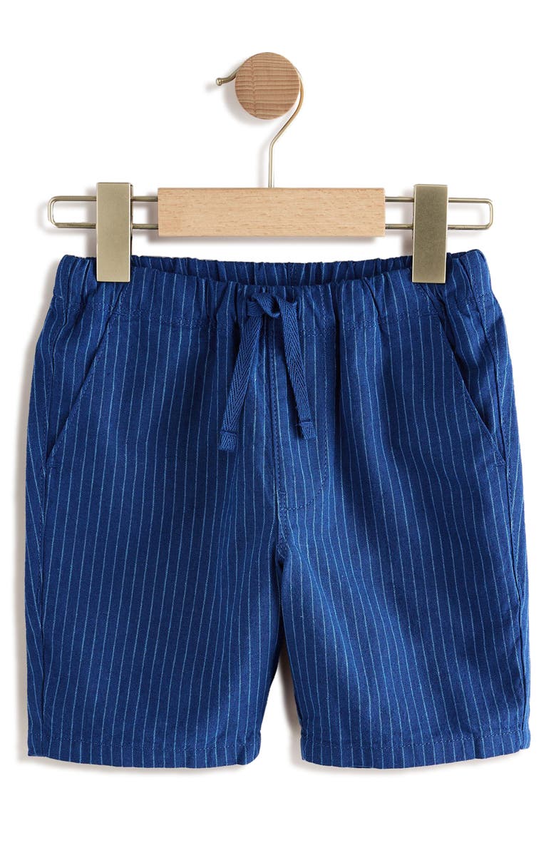 NEXT Kids' Stripe Linen & Cotton Drawstring Shorts, Main, color, Blue