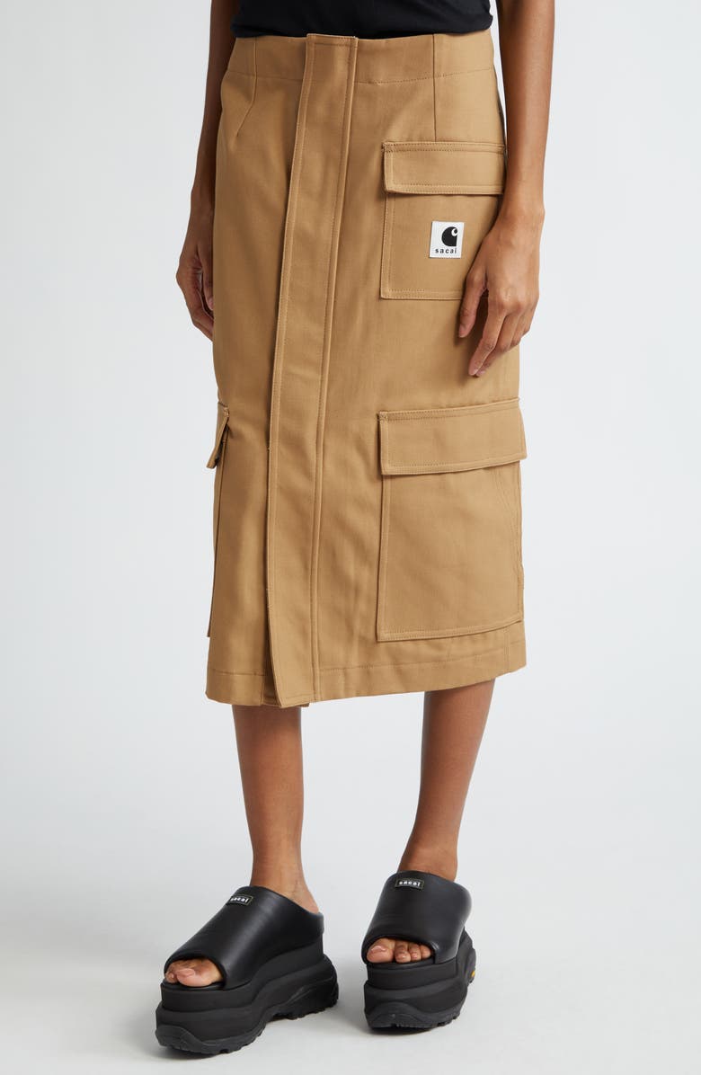 Sacai Carhartt WIP Cotton Canvas Cargo Skirt, Alternate, color, 