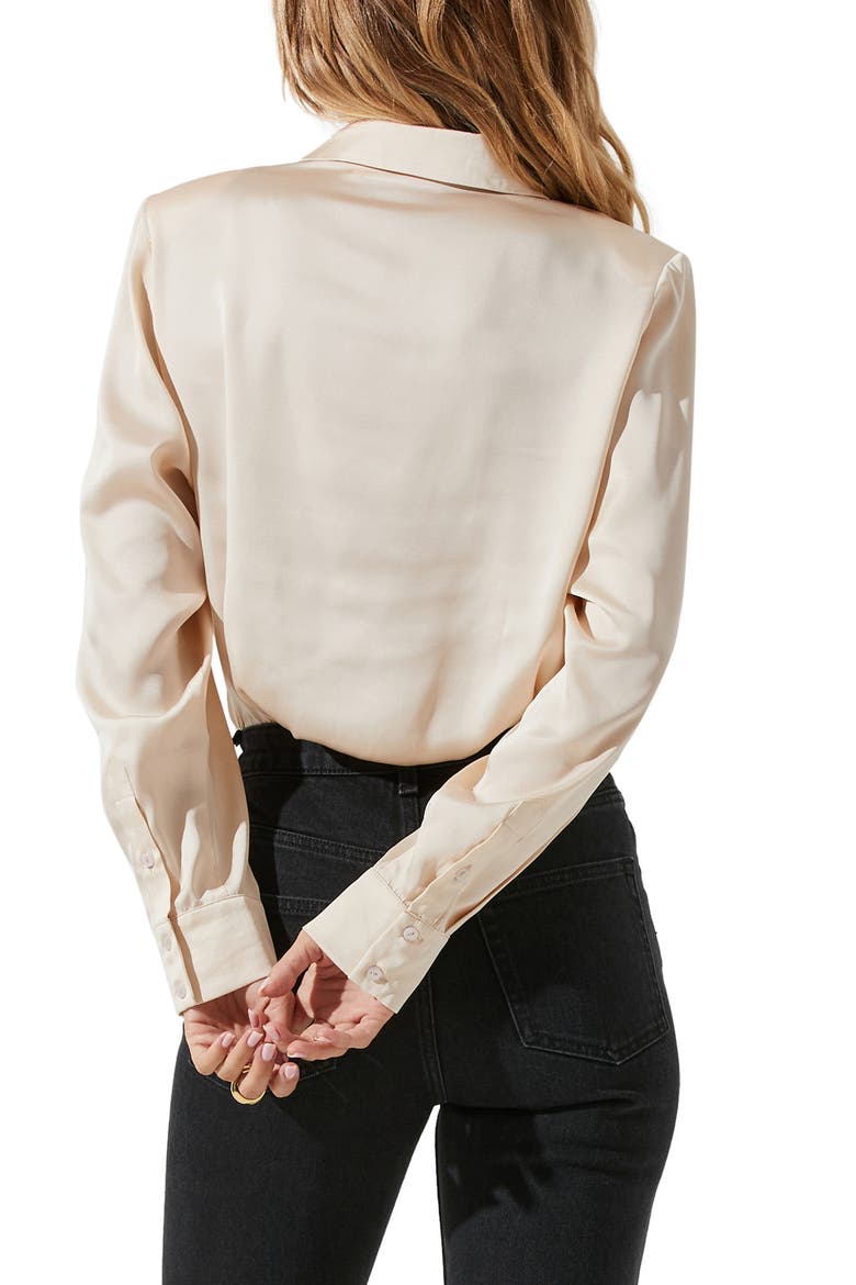 Satin Button-Up Shirt, Alternate, color, CREAM