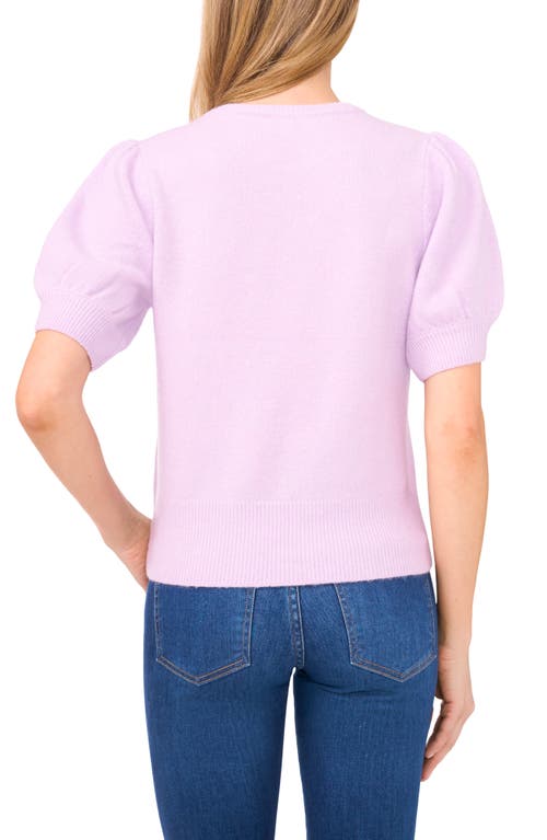 Cece Bow Detail Puff Sleeve Sweater In Pink