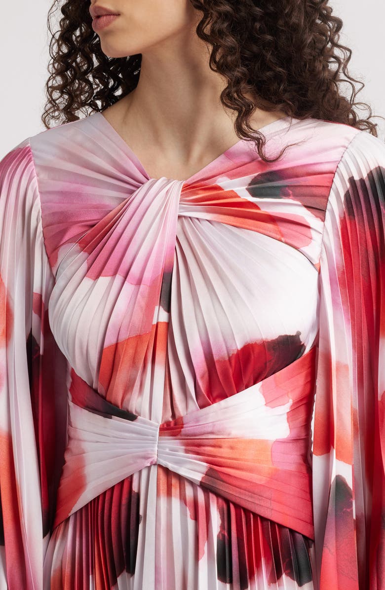 Acler Dailley Pleated Long Sleeve Maxi Cocktail Dress, Alternate, color, Plum Watercolour