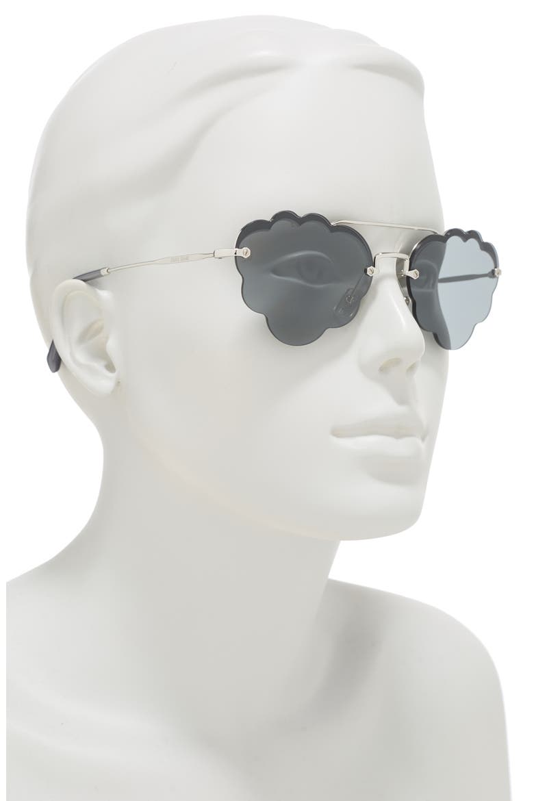 58mm Irregular Fashion Sunglasses, Alternate, color, SILVER