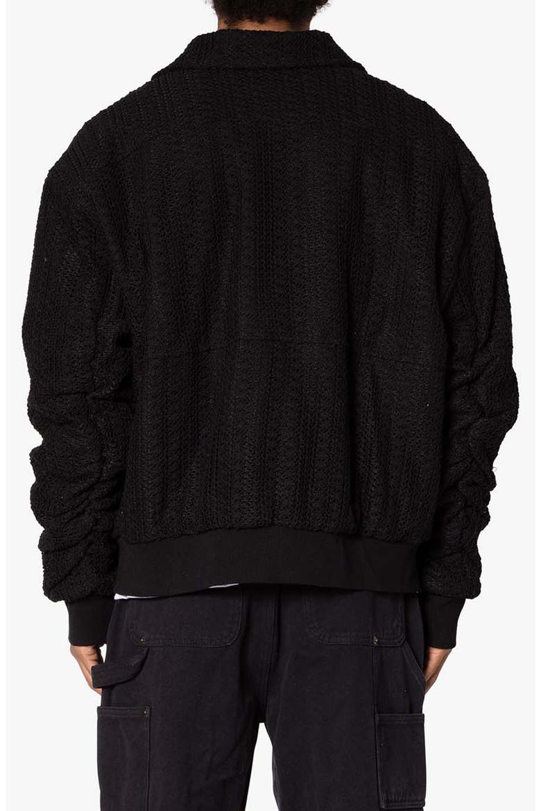 Open Stitch Knit Bomber Jacket, Alternate, color, BLACK