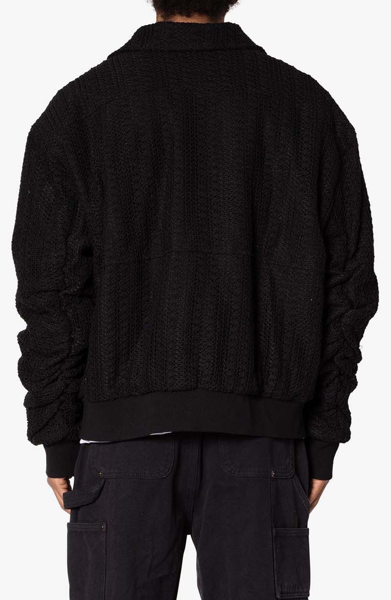 mnml Open Stitch Knit Bomber Jacket, Alternate, color, Black