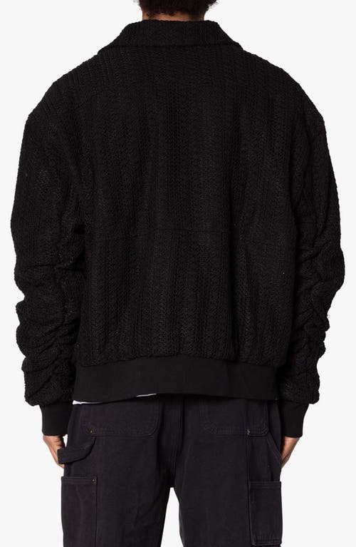 Mnml Open Stitch Knit Bomber Jacket In Black