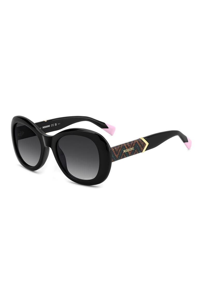 53mm Gradient Oval Sunglasses, Alternate, color, BLACK/ DARK GREY SF